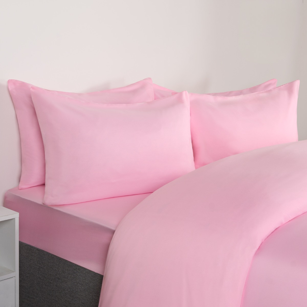 Brentfords 2 Pack Plain Dyed Housewife Pillowcases - Pink>