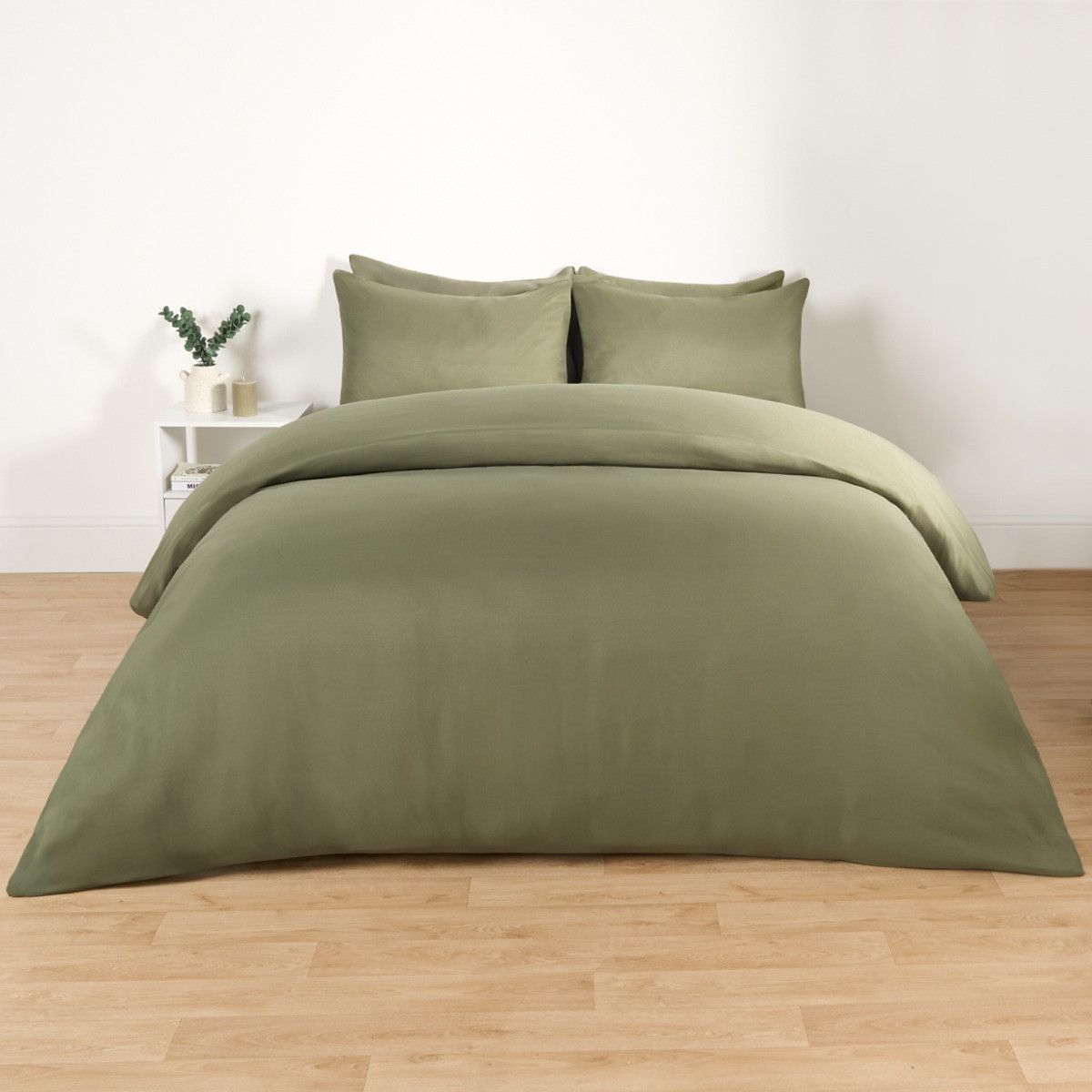 Brentfords Plain Duvet Cover Set, Woodland Green - Double >