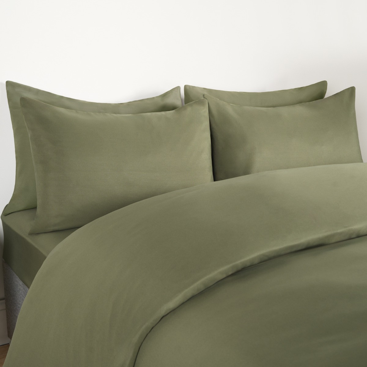 Brentfords Plain Duvet Cover Set, Woodland Green - Double >
