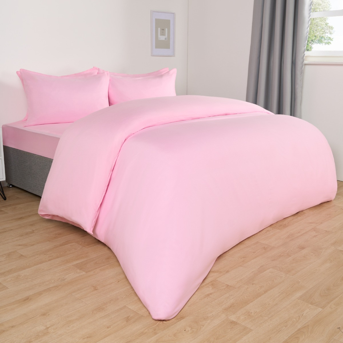 Brentfords Plain Duvet Cover Set,  Pink - King>