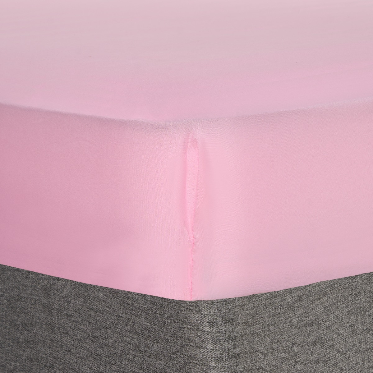 Brentfords Plain Dyed Fitted Sheet, Pink - Double>