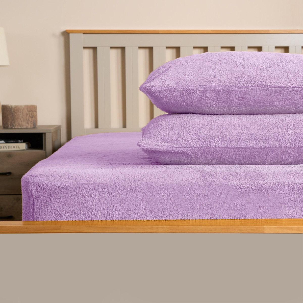 OHS Teddy Fleece Pillowcases - Lilac>