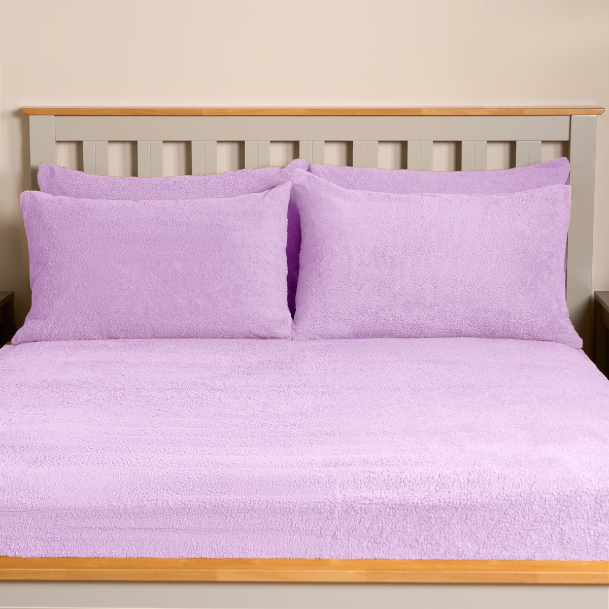 OHS Teddy Fleece Pillowcases - Lilac>