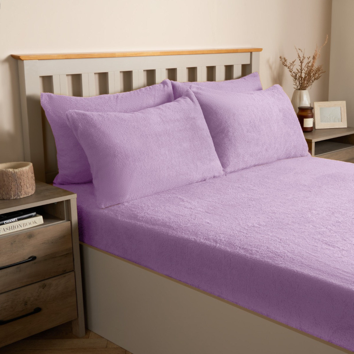 OHS Teddy Fleece Pillowcases - Lilac>