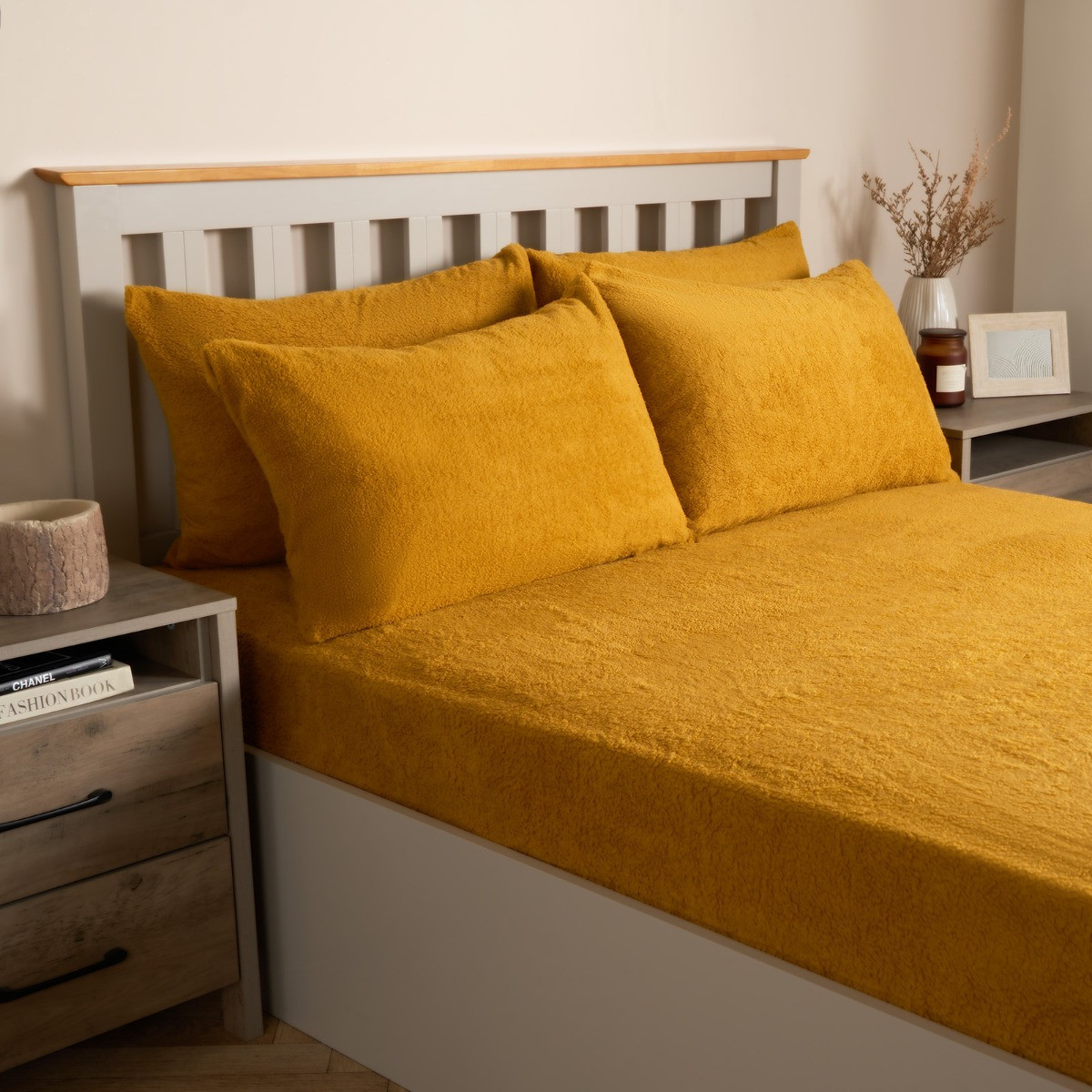 OHS Teddy Fleece Pillowcases - Ochre>