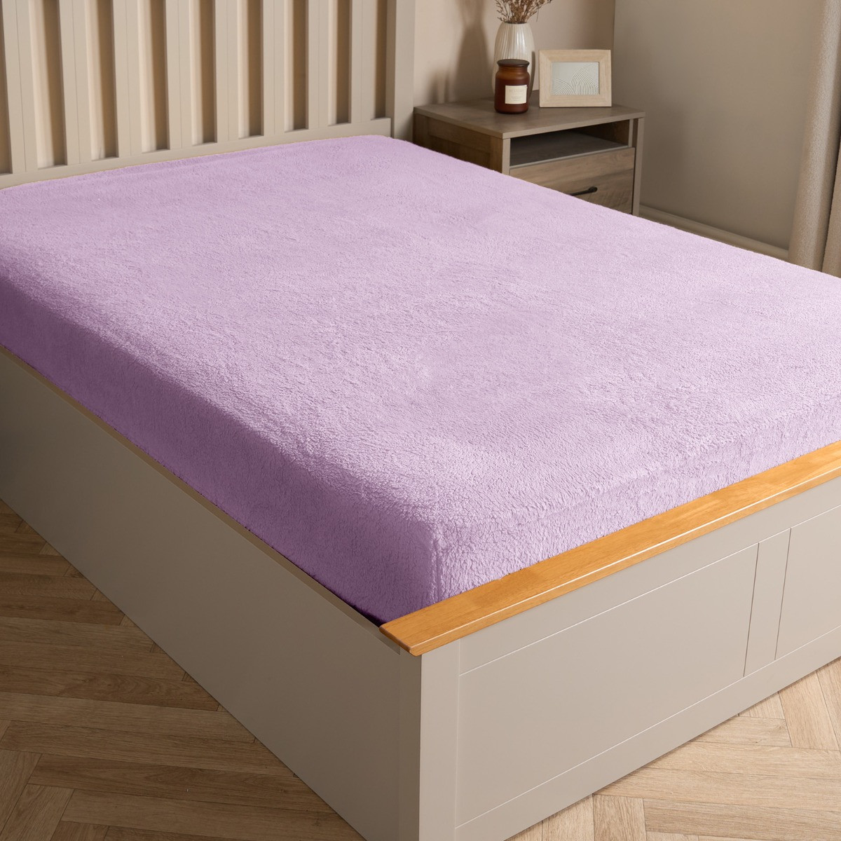 Brentfords Teddy Fleece Fitted Sheet - Lilac>