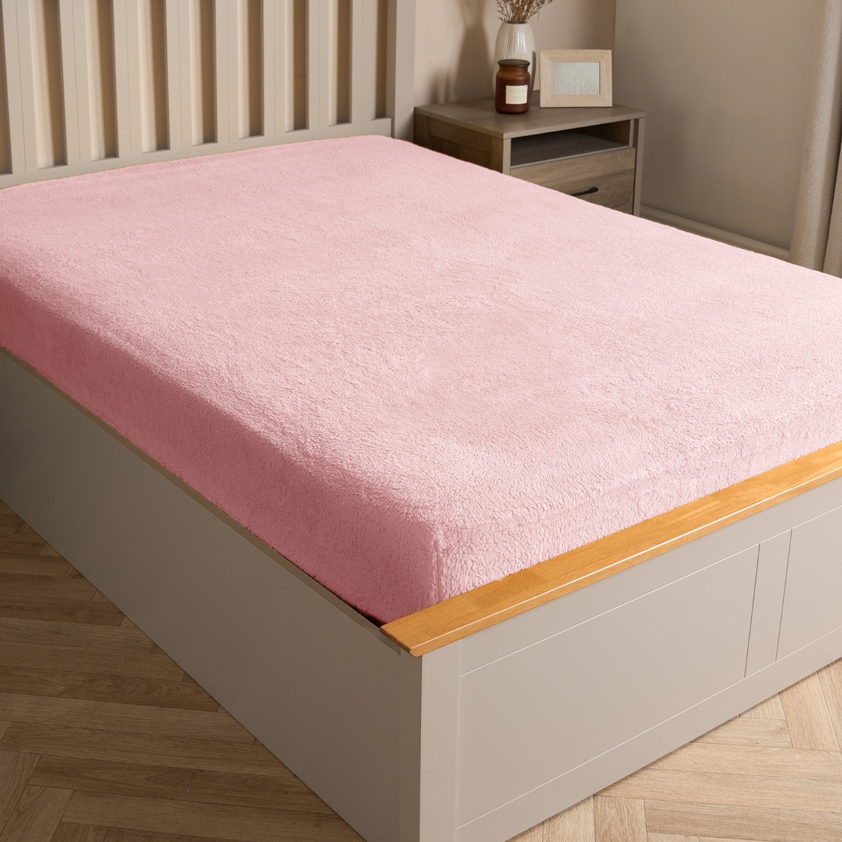 Brentfords Teddy Fleece Fitted Sheet - Pink>