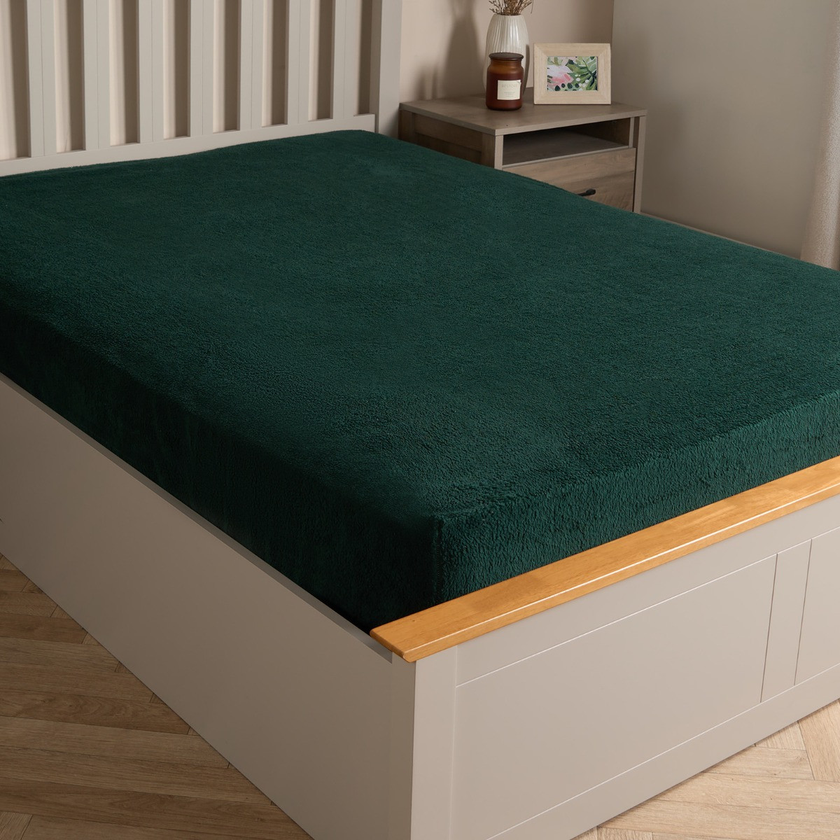 Brentfords Teddy Fleece Fitted Sheet - Forest Green>