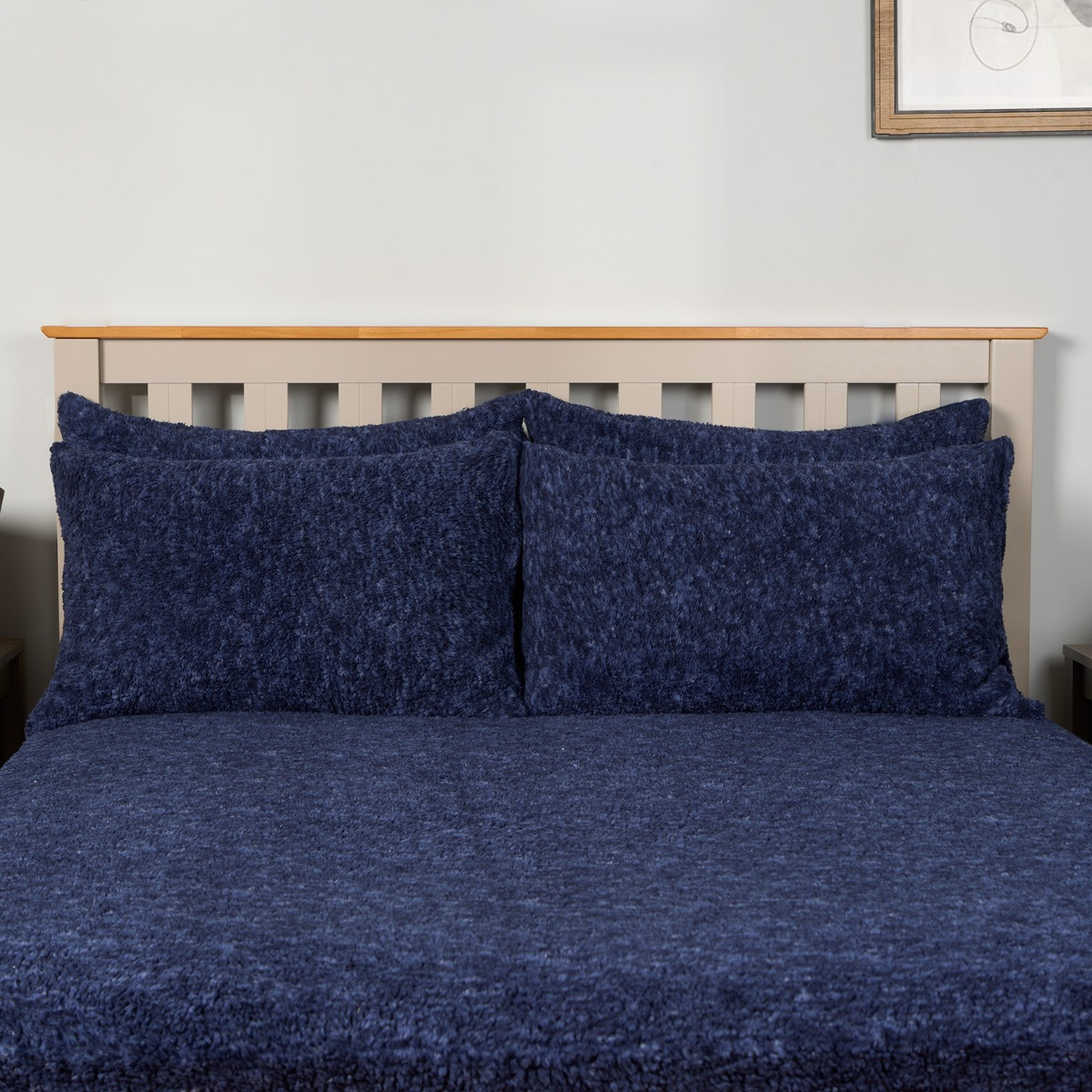 OHS Teddy Marl Textured Pillowcase - Navy >