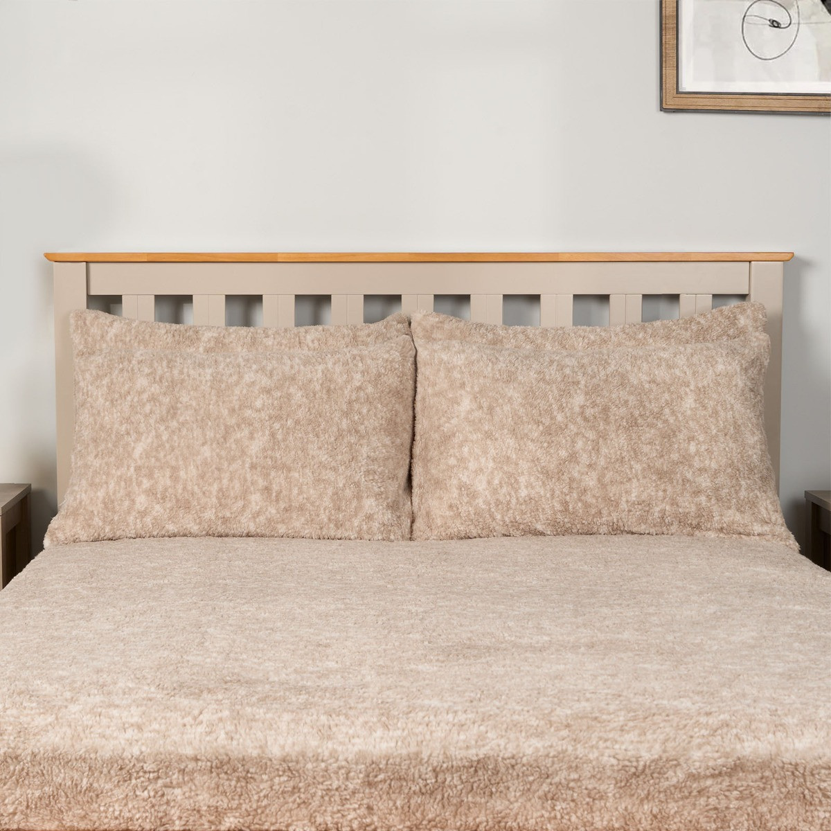 OHS Teddy Marl Textured Pillowcase - Natural>