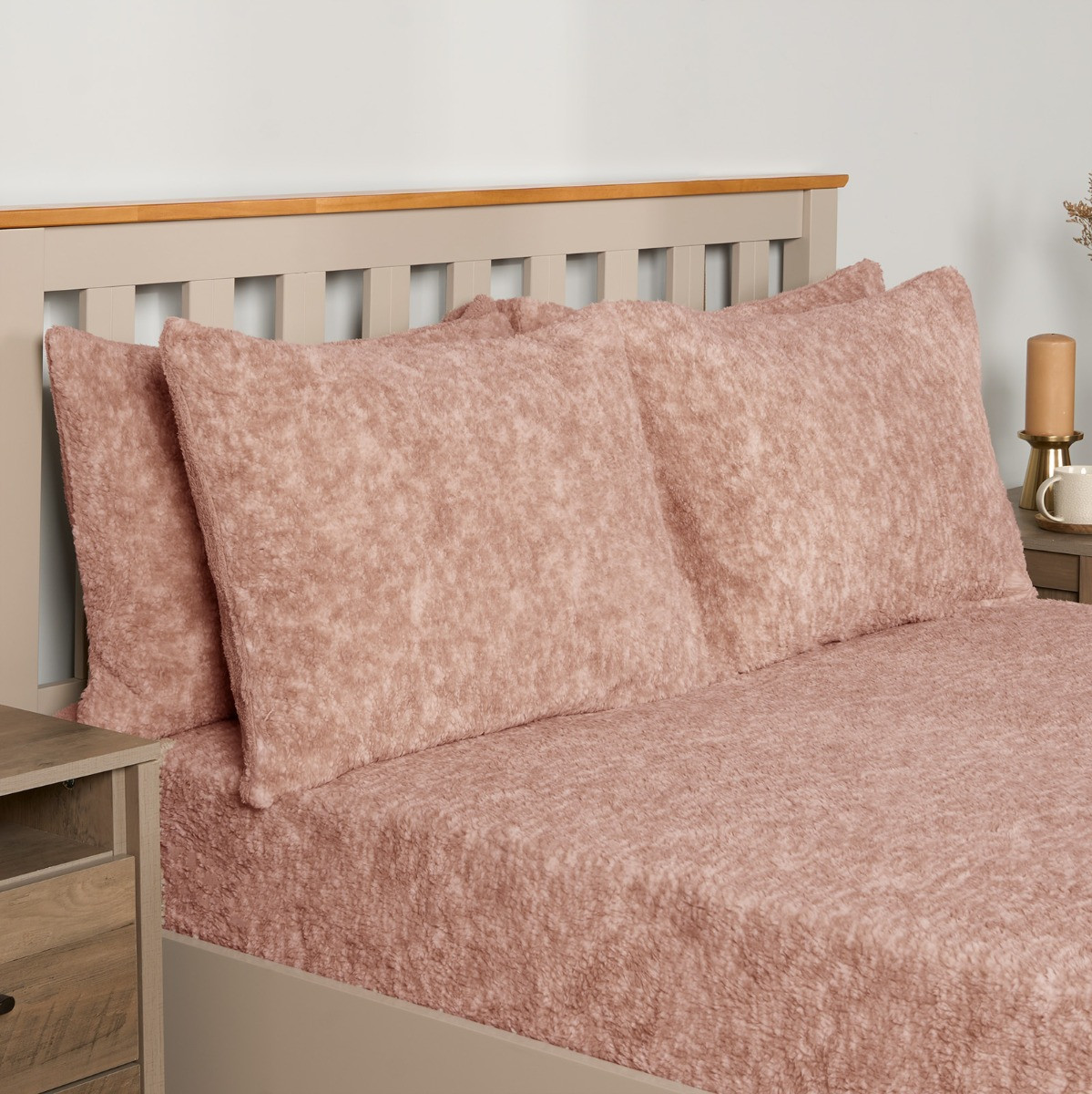 OHS Teddy Marl Textured Pillowcase - Blush >