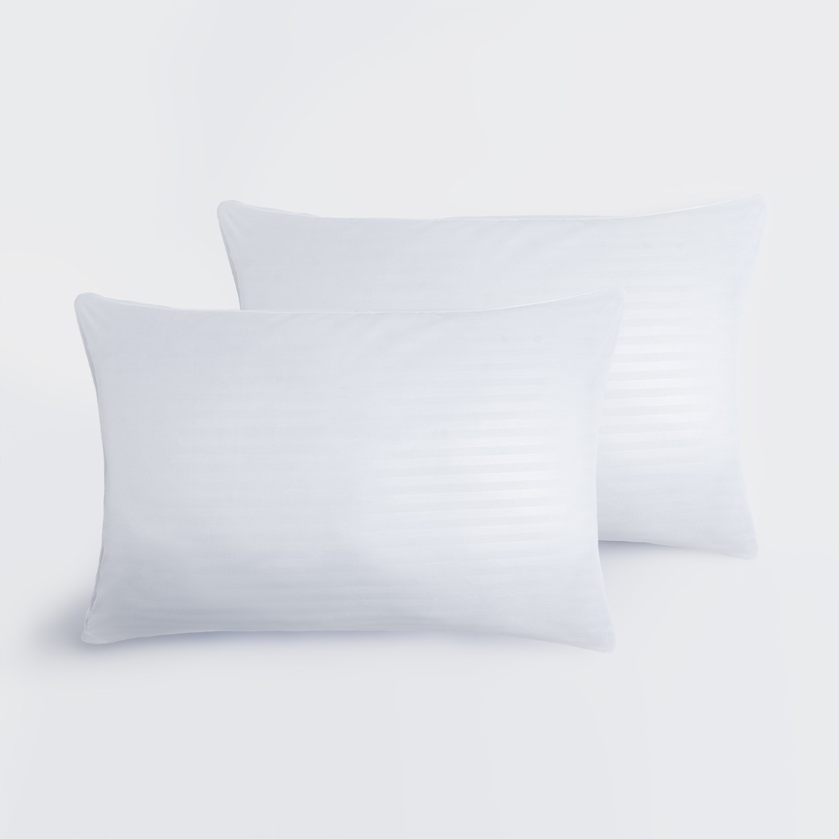 OHS Hotel Satin Stripe Pillow Pair, White - 2 Pack>