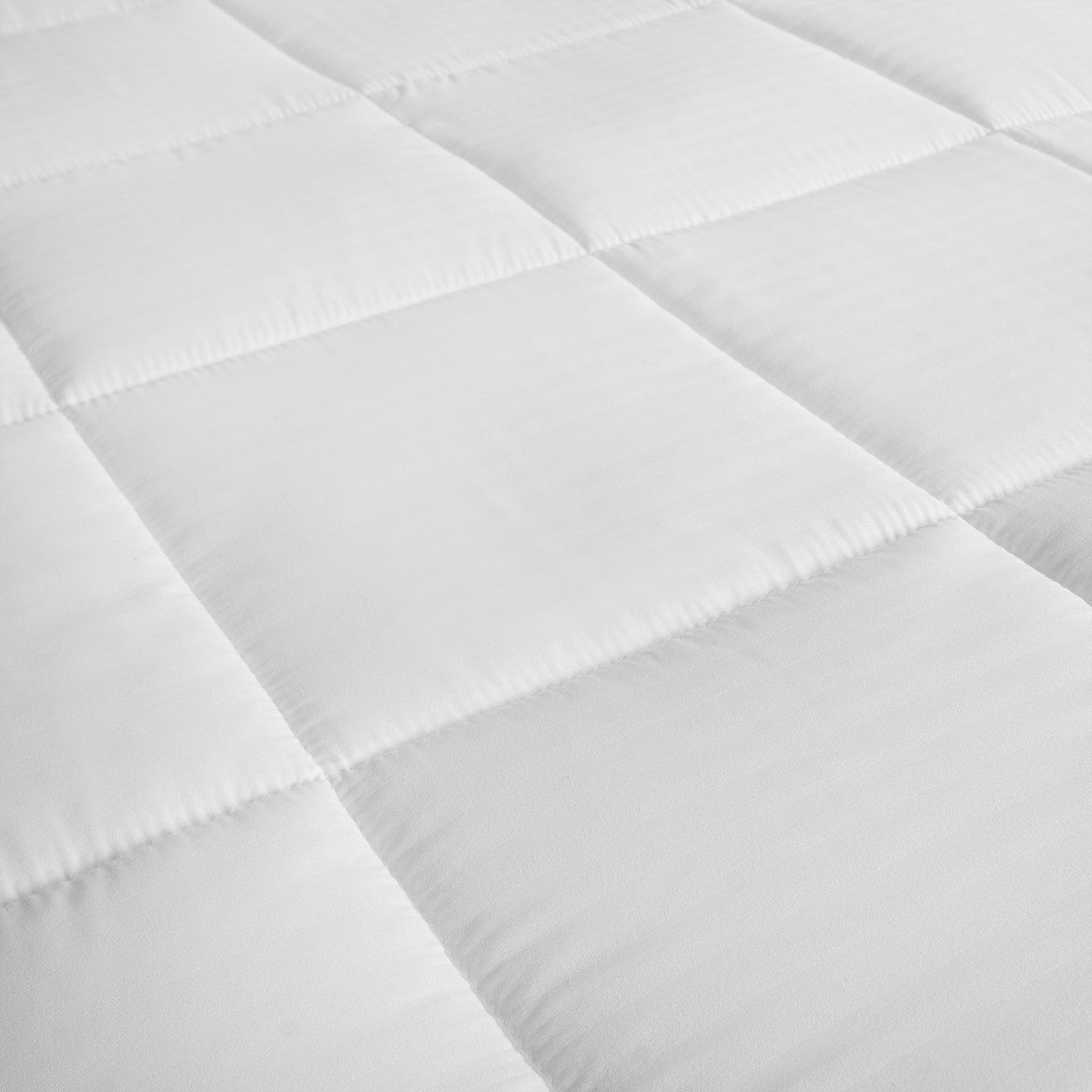 OHS Hotel Satin Stripe Mattress Topper, White - Double>