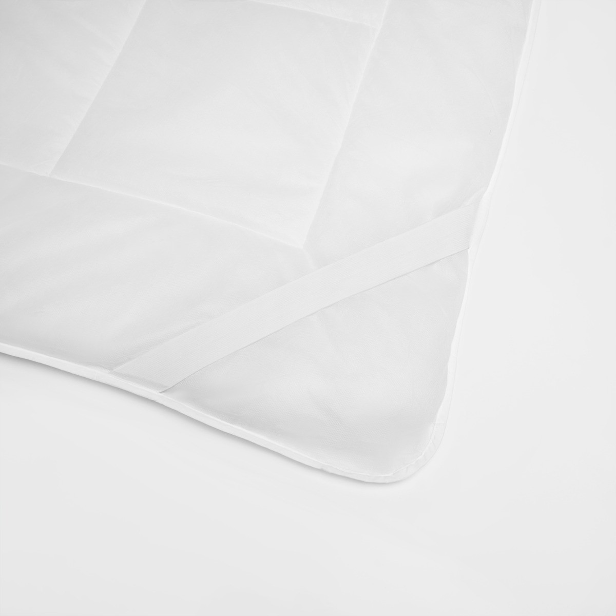 OHS Hotel Satin Stripe Mattress Topper, White - Double>