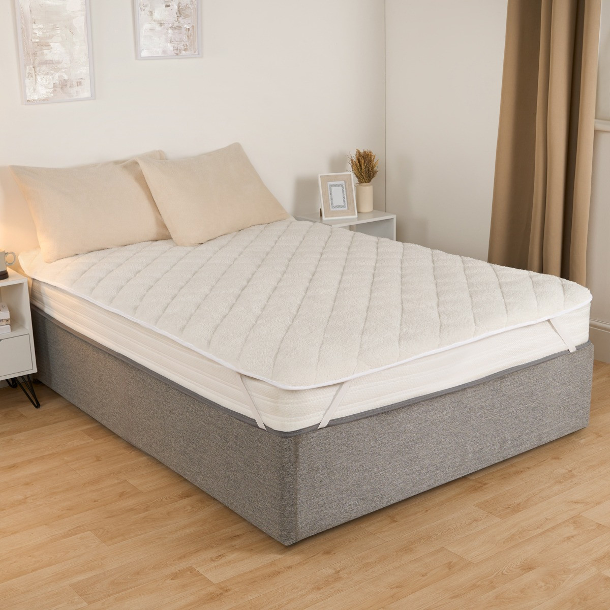 OHS Teddy Thermal Mattress Topper - Cream >