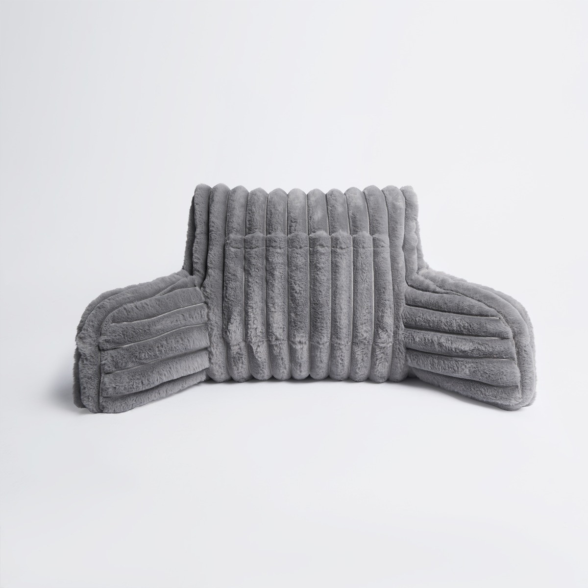 OHS Ribbed Faux Fur Cuddle Cushion with Heatable Pocket - Grey>