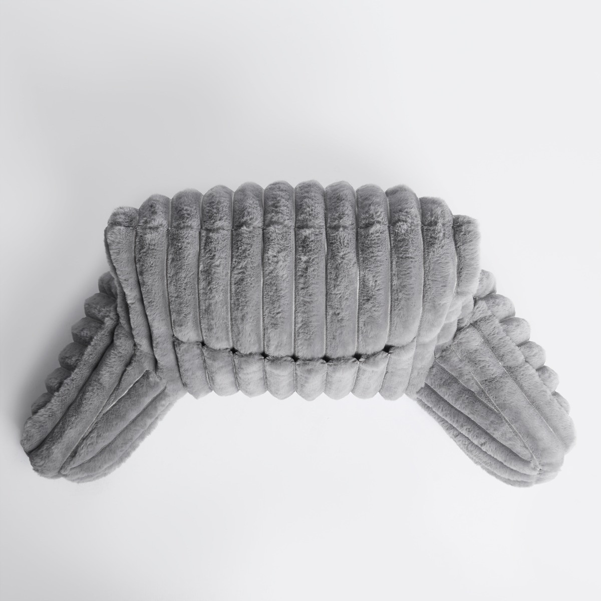 OHS Ribbed Faux Fur Cuddle Cushion with Heatable Pocket - Grey>