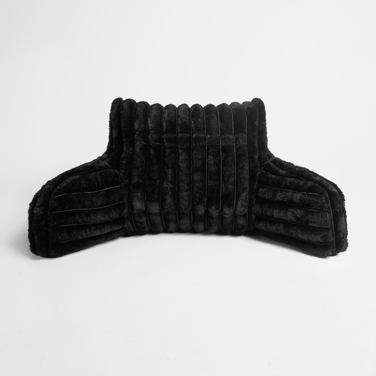 OHS Ribbed Faux Fur Cuddle Cushion with Heatable Pocket - Black>