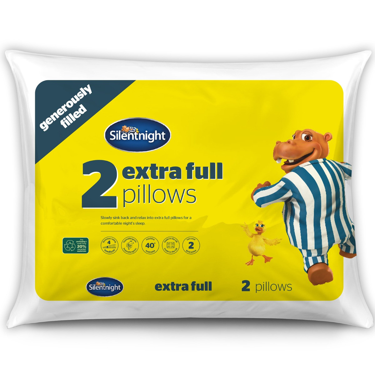 Silentnight Extra full Pillow Pair, 2 Pack - White>