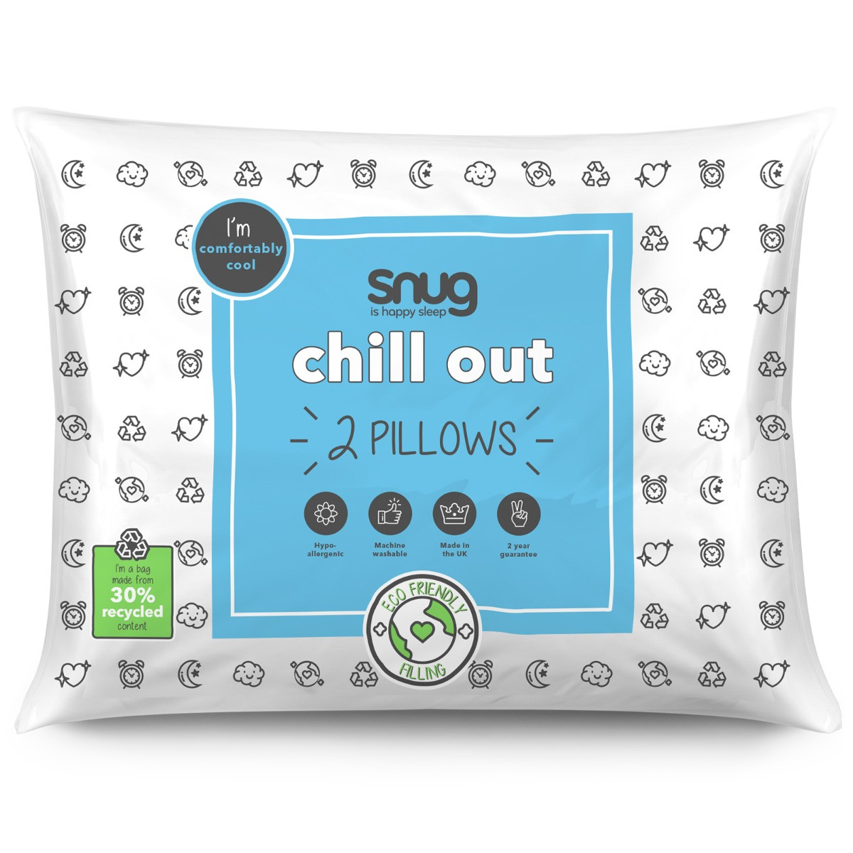 Snug 2 Pack Chill Out Pillow Pair - White>