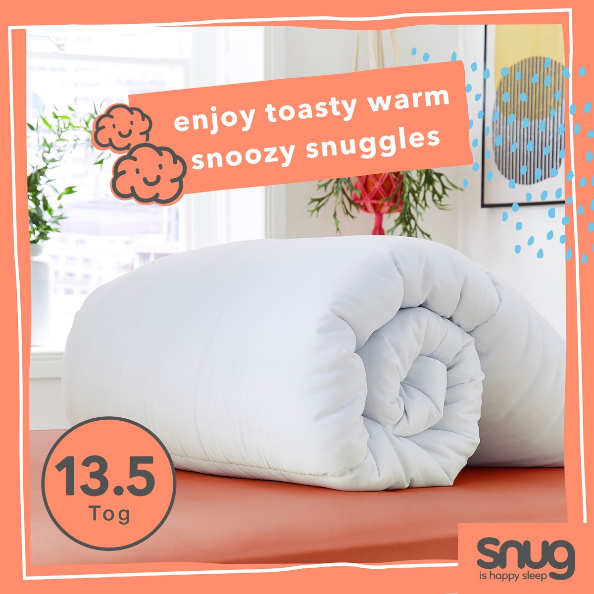 Snug Snuggle Up 13.5 Tog Duvet - White>