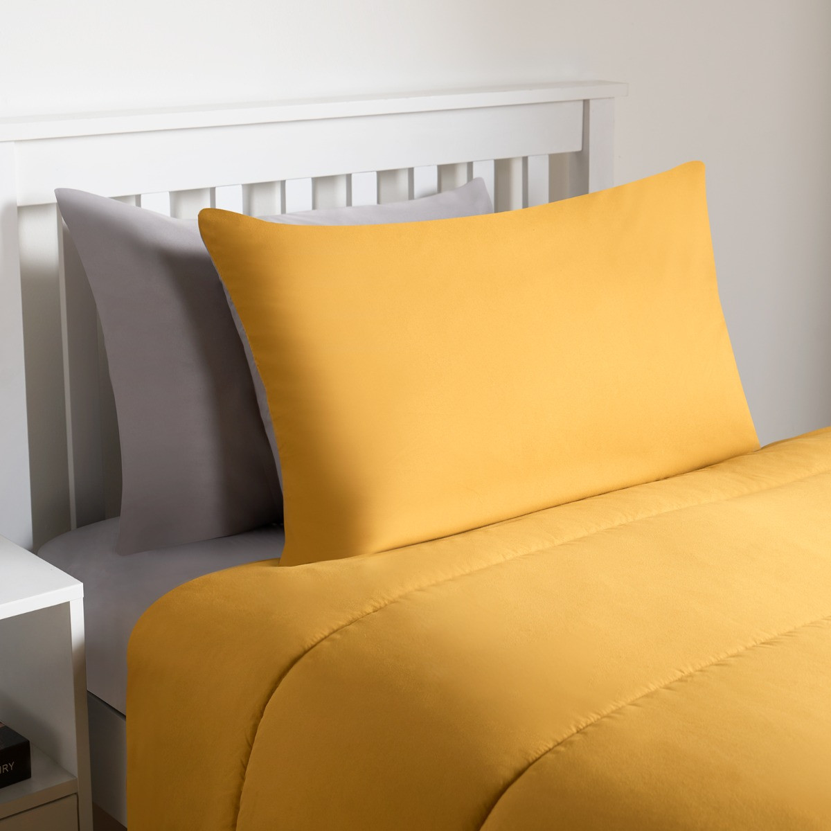 OHS Coverless 10.5 Tog Reversible Duvet & Pillowcase -Grey/Ochre>