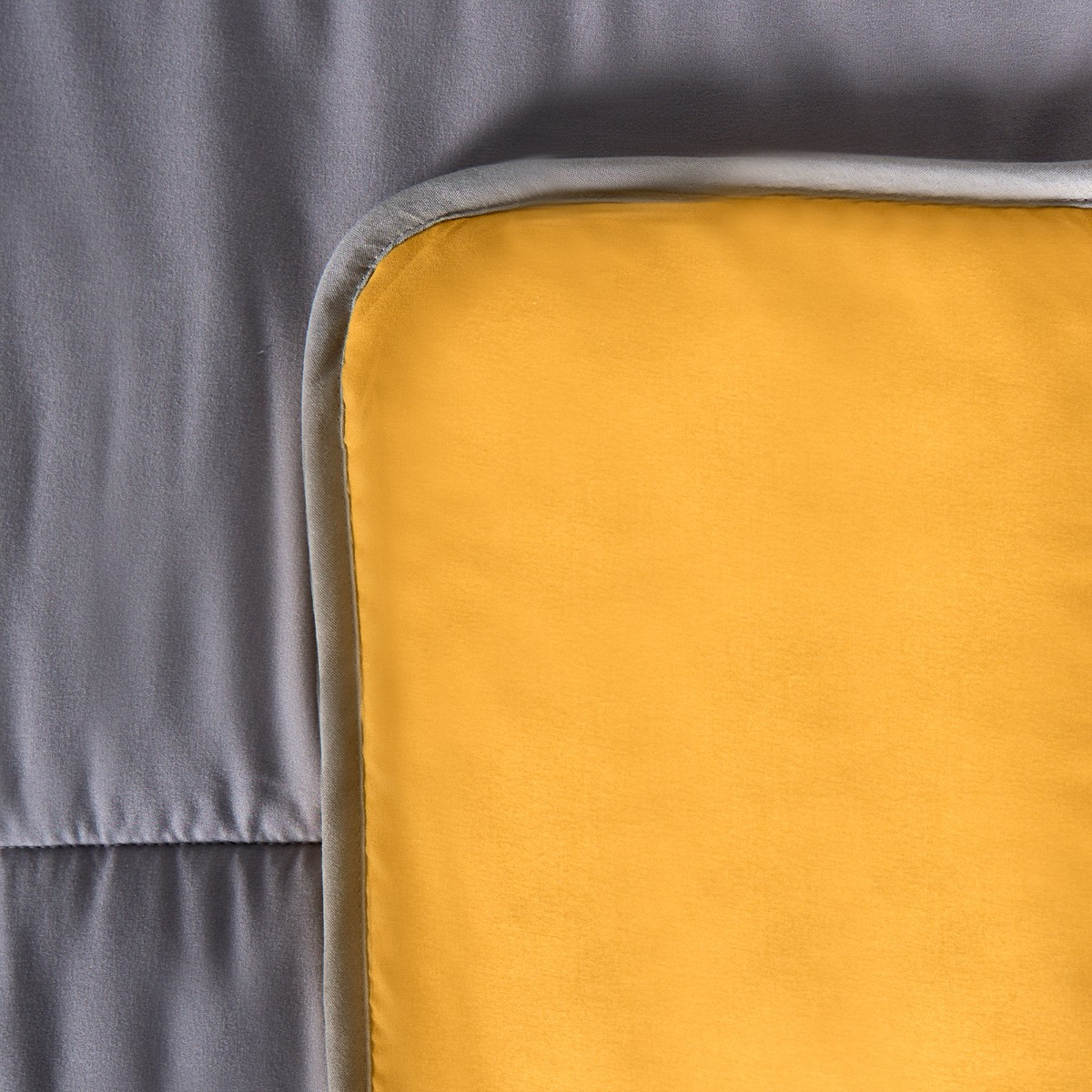 OHS Coverless 10.5 Tog Reversible Duvet & Pillowcase, Grey/Ochre - King>