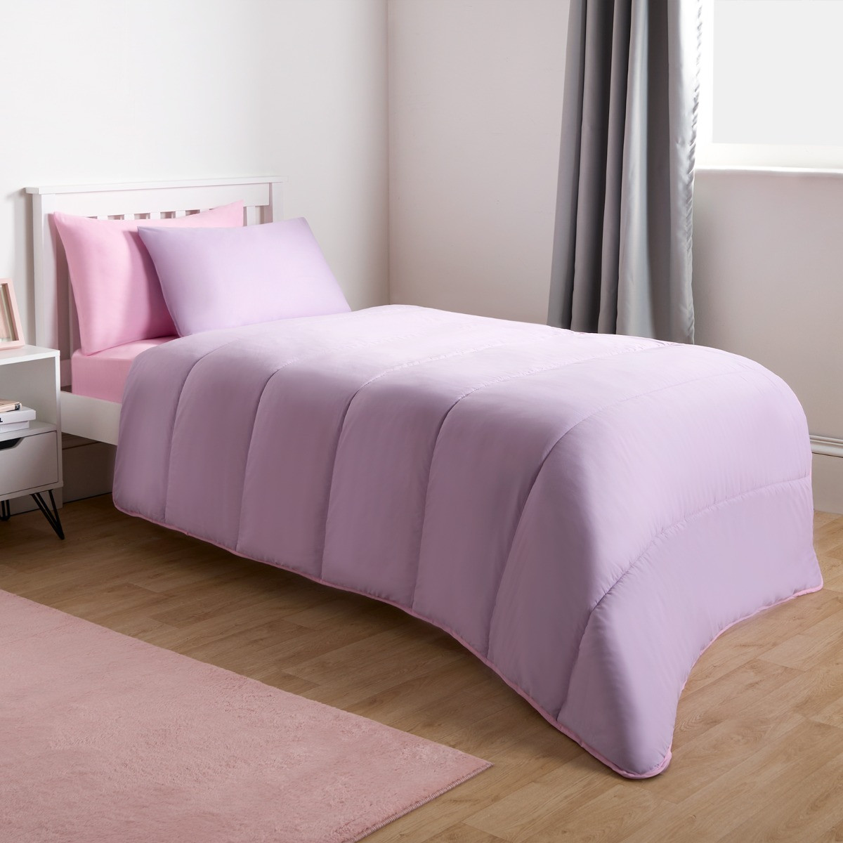 OHS Coverless 10.5 Tog Reversible Duvet & Pillowcase - Pink/Lilac>