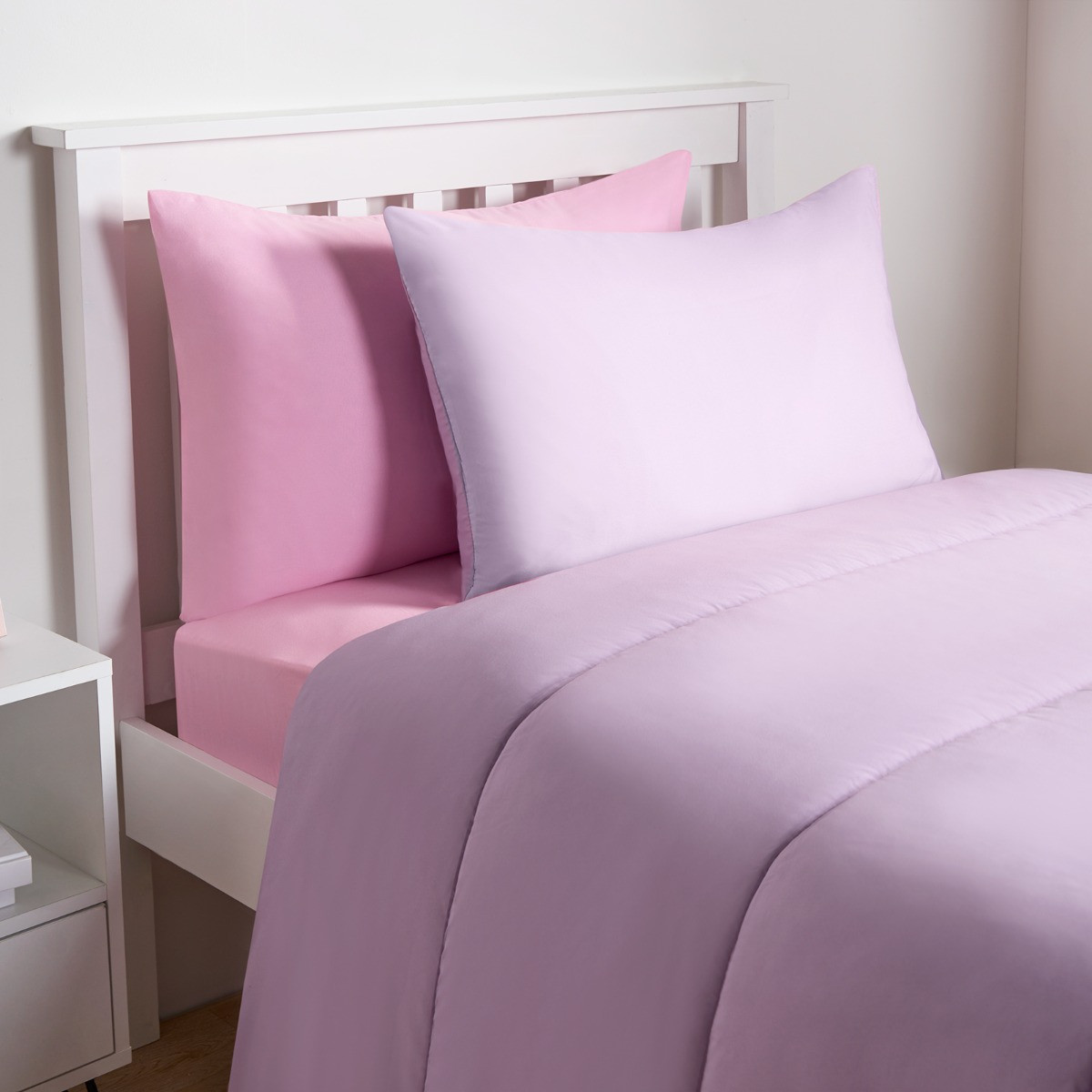 OHS Coverless 10.5 Tog Reversible Duvet & Pillowcase - Pink/Lilac>