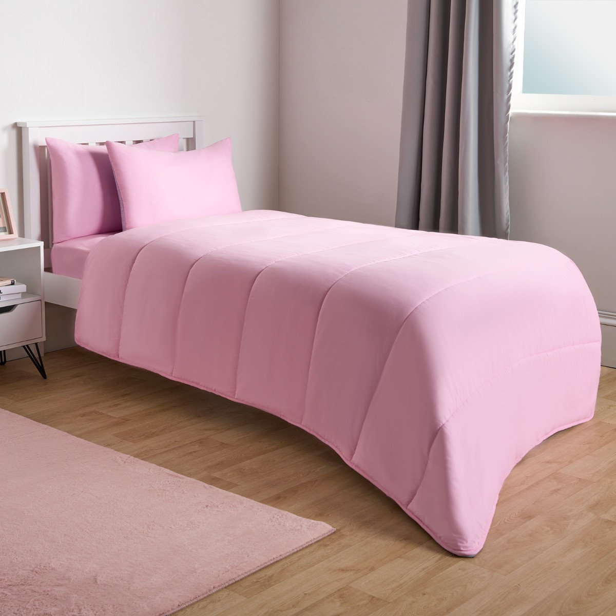 OHS Coverless 10.5 Tog Reversible Duvet & Pillowcase - Pink/Lilac>