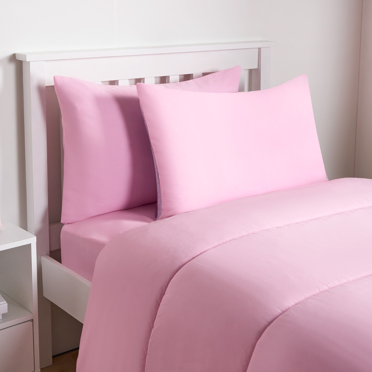 OHS Coverless 10.5 Tog Reversible Duvet & Pillowcase - Pink/Lilac>