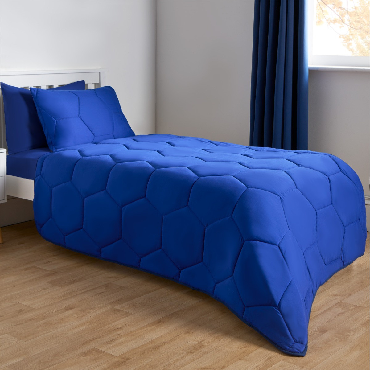 OHS Coverless Honeycomb Quilted 7.5 Tog Duvet Set - Blue>