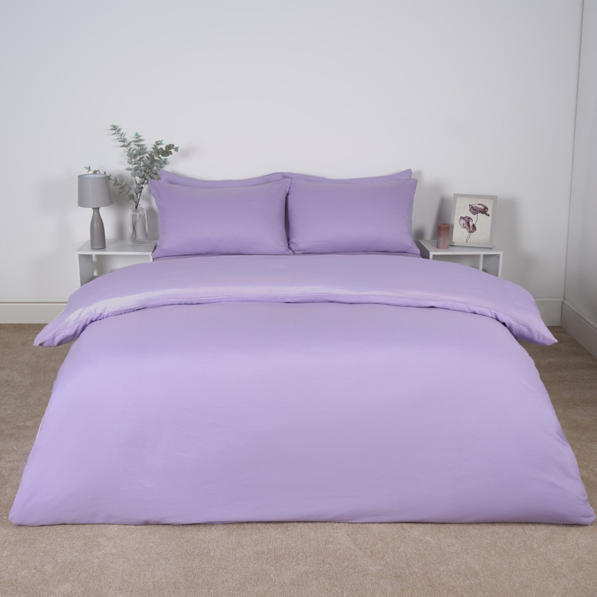 Brentfords Plain Duvet Cover Set - Lilac >