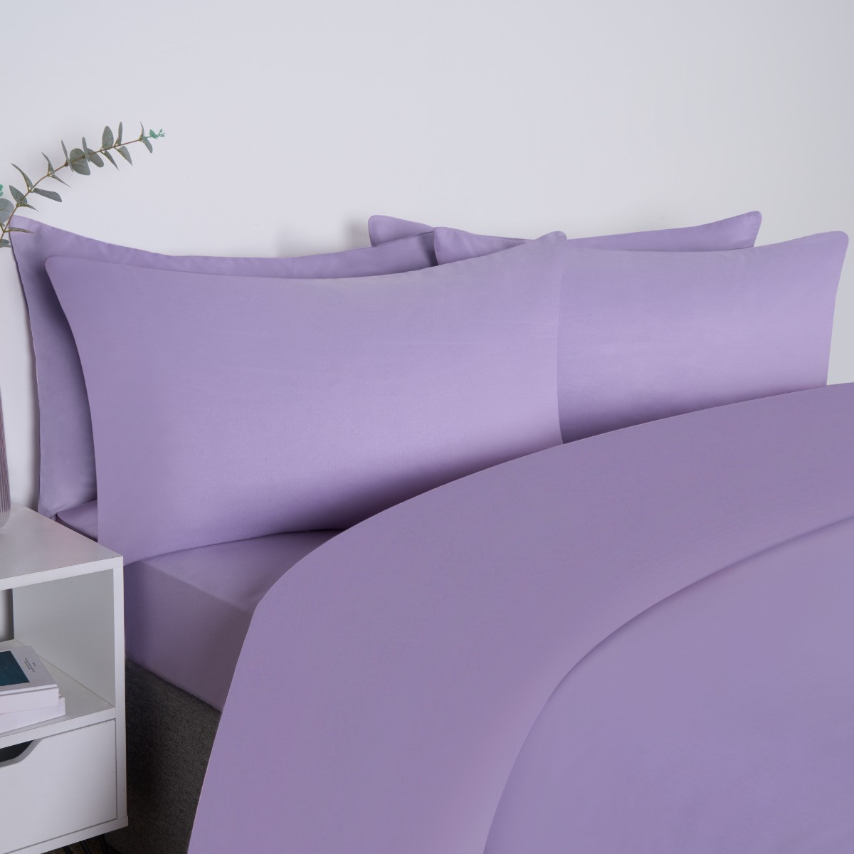 Brentfords 2 Pack Plain Dyed Housewife Pillowcases - Lilac>