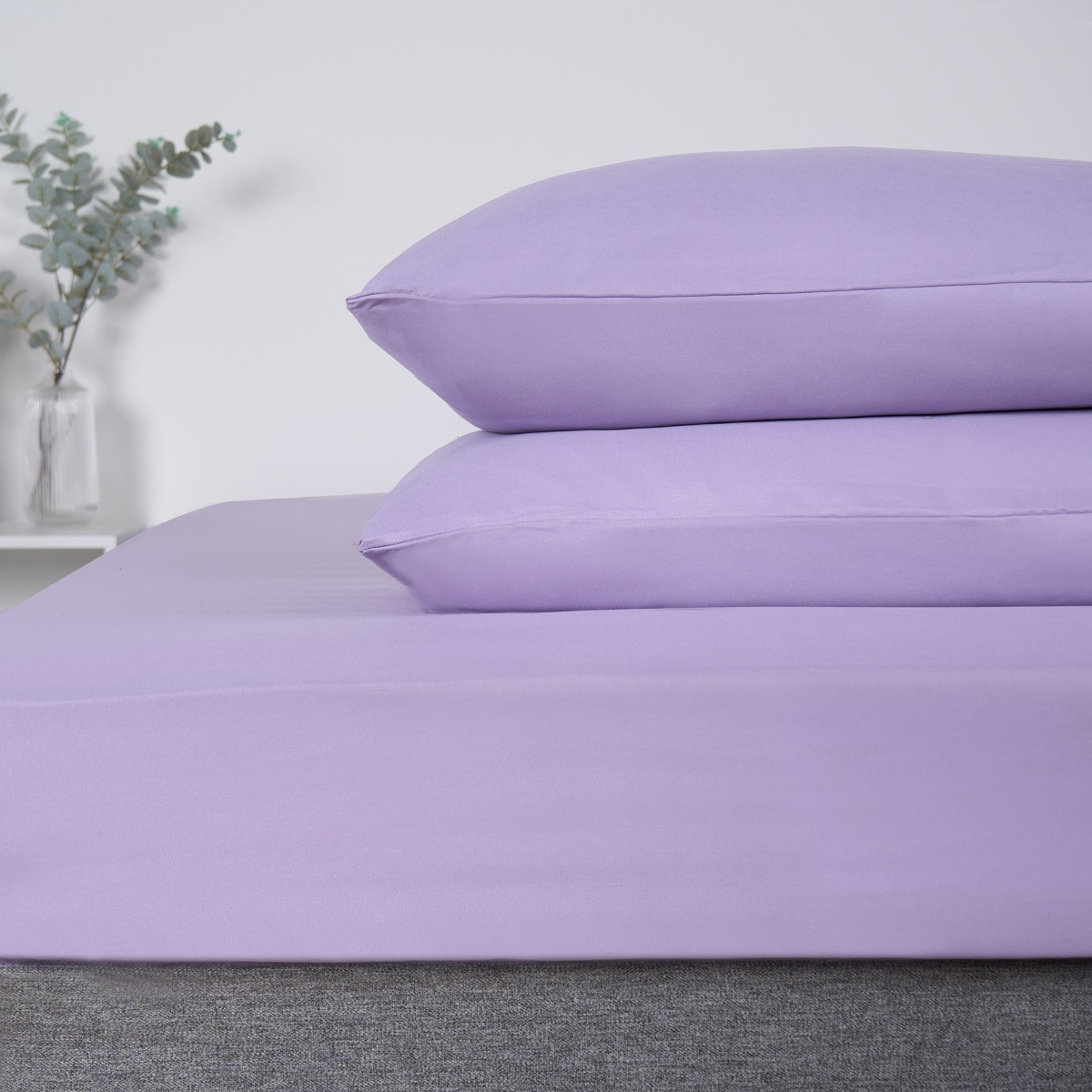 Brentfords 2 Pack Plain Dyed Housewife Pillowcases - Lilac>