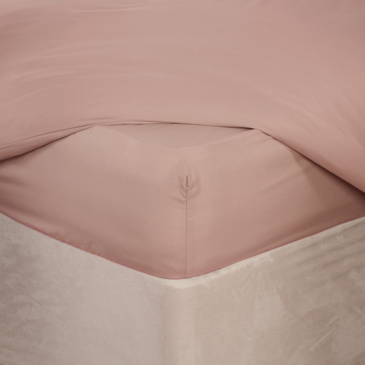 Brentfords Microfibre Deep Fitted Sheet, Blush - Double>