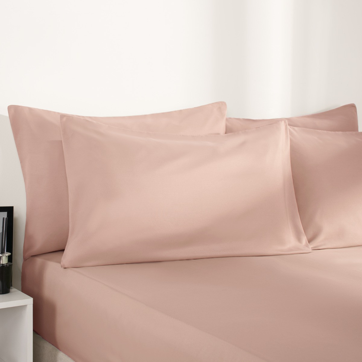 Brentfords Microfibre Deep Fitted Sheet, Blush - Double>