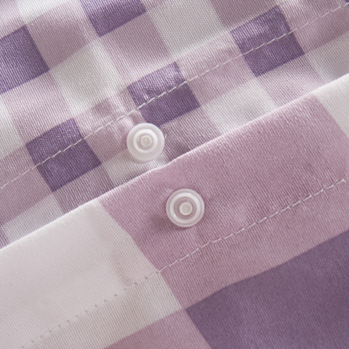 OHS Gingham Reversible Duvet Cover Set - Lilac>