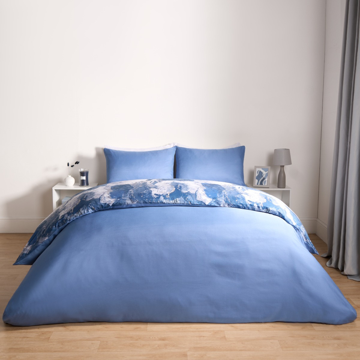 OHS Marble Print Duvet Set - Navy>