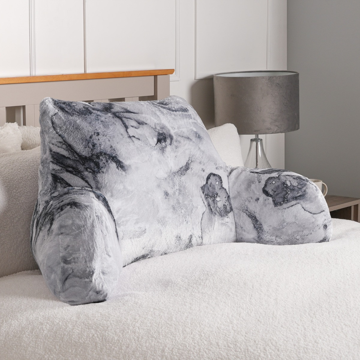 OHS Marble Print Cuddle Cushion - Grey>