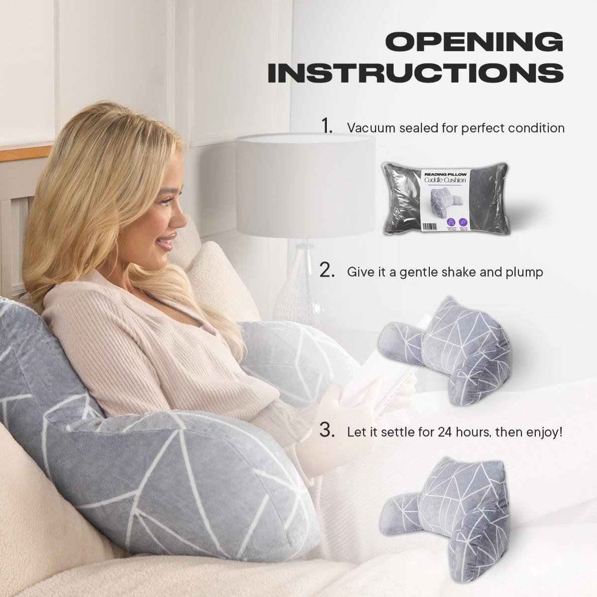 OHS Geometric Cuddle Cushion - Grey >