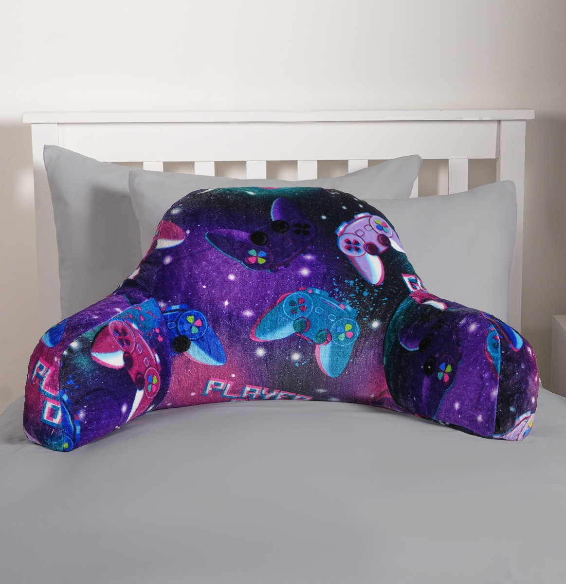 OHS Kids Neon Gaming Fleece Cuddle Cushion - Purple>