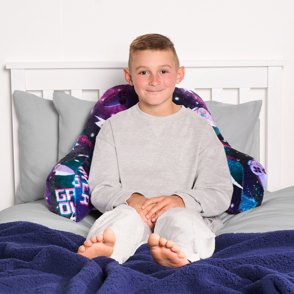 OHS Kids Neon Gaming Fleece Cuddle Cushion - Purple>