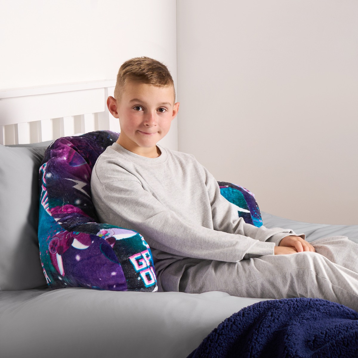 OHS Kids Neon Gaming Fleece Cuddle Cushion - Purple