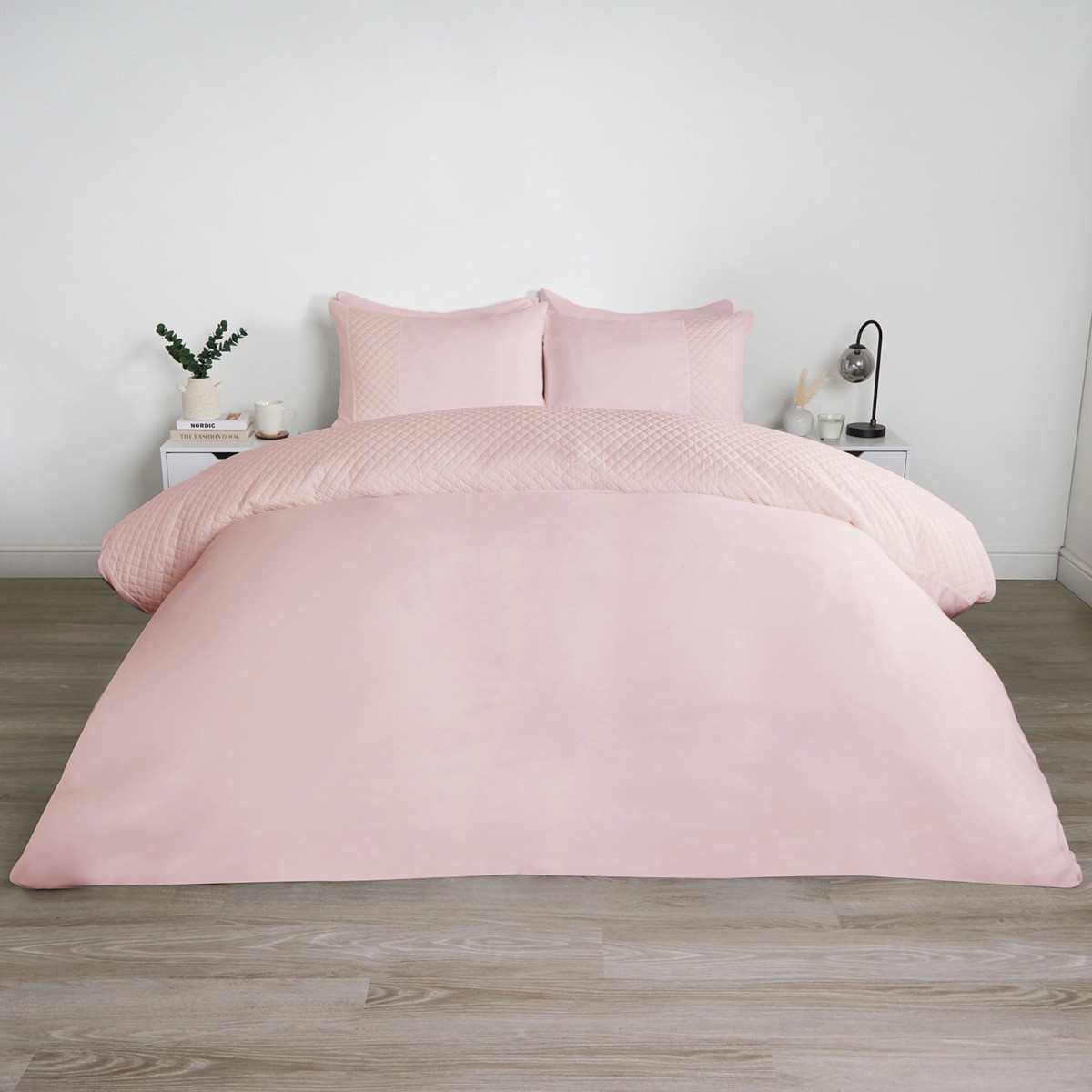 OHS Pinsonic Grid Panel Duvet Set - Blush>