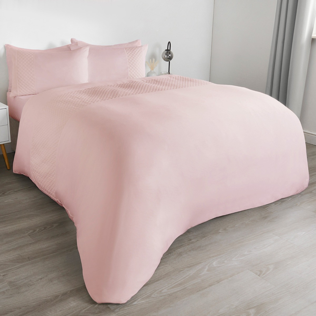 OHS Pinsonic Grid Panel Duvet Set - Blush>