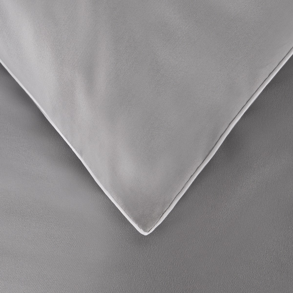 OHS Piped Edge Duvet Set - Grey/White>