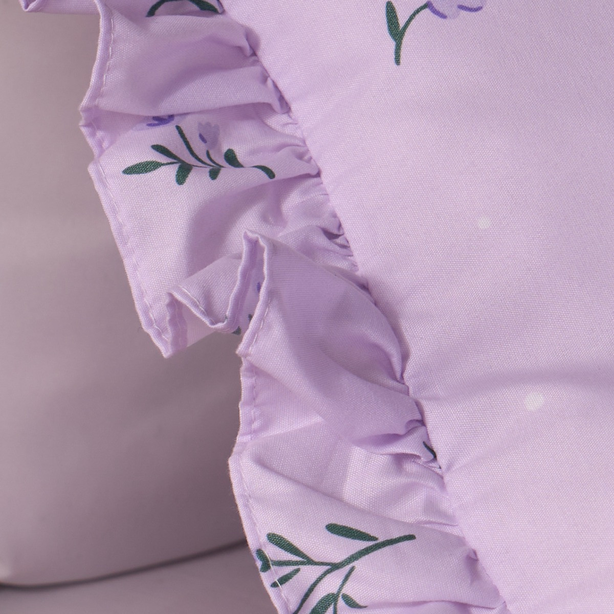 OHS Lavender Floral Frill Edge Duvet Cover Set, Lilac - King>