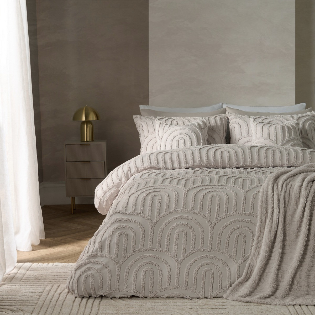 OHS Tufted Arches Duvet Cover Set - Stone>