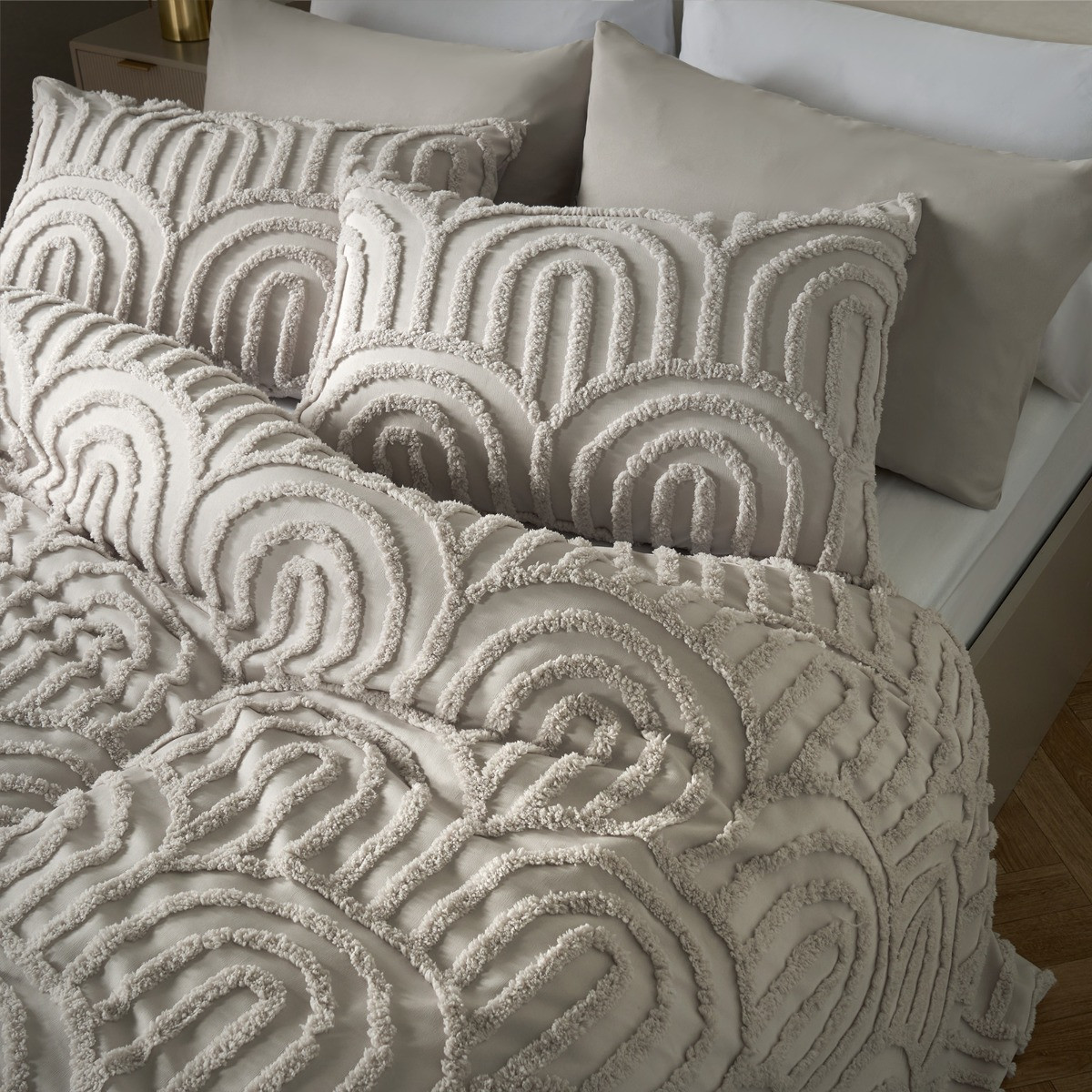 OHS Tufted Arches Duvet Cover Set - Stone>